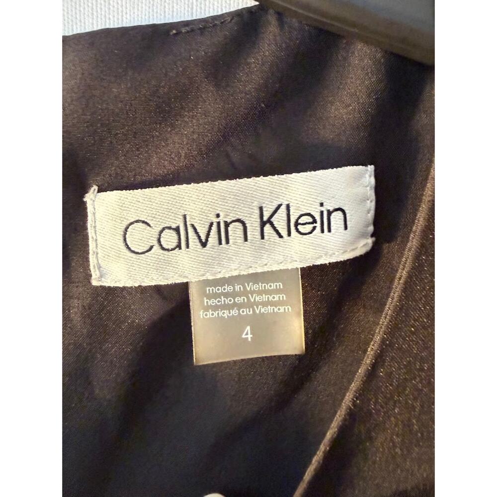 Calvin Klein Womens Tulip-Sleeve Tie-Waist Black 4 - Picture 2 of 2